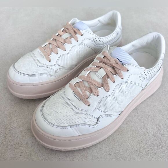 Gucci White Jumbo GG Embossed Leather Low Top Sneakers size EU 39.5 US 9.5 - Picture 5 of 15